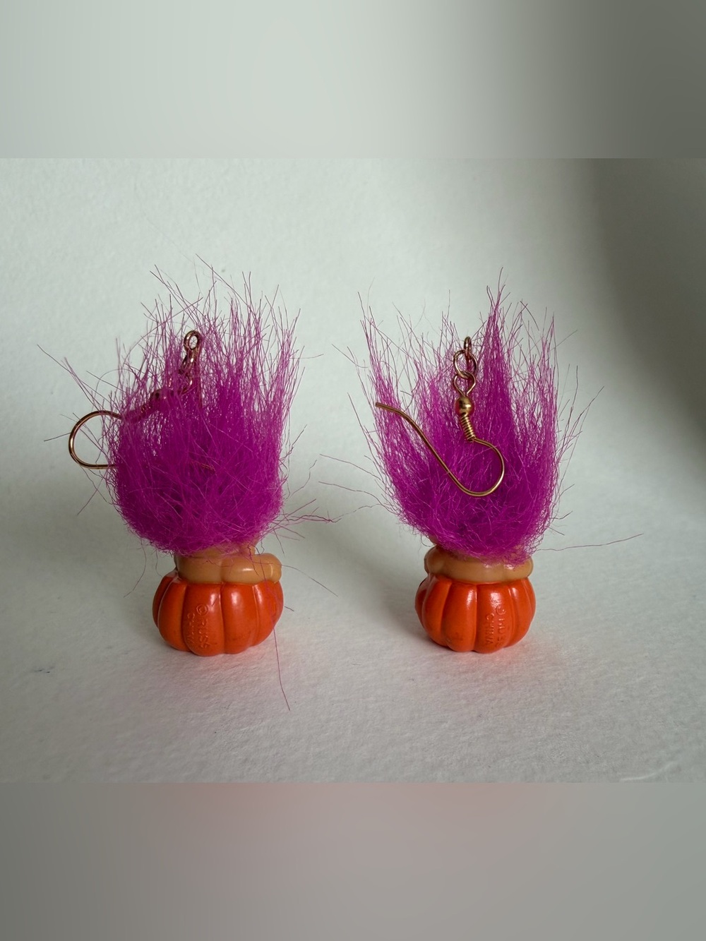 Russ Berrie "Trick or Troll" Halloween pumpkin earrings - Picture 2 of 5